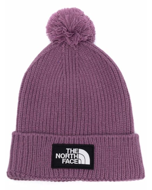 The North Face Logo-patch Bobble Hat in Purple for Men - Lyst