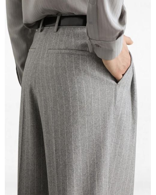 Dolce & Gabbana Gray Pinstripe Flannel Trousers for men