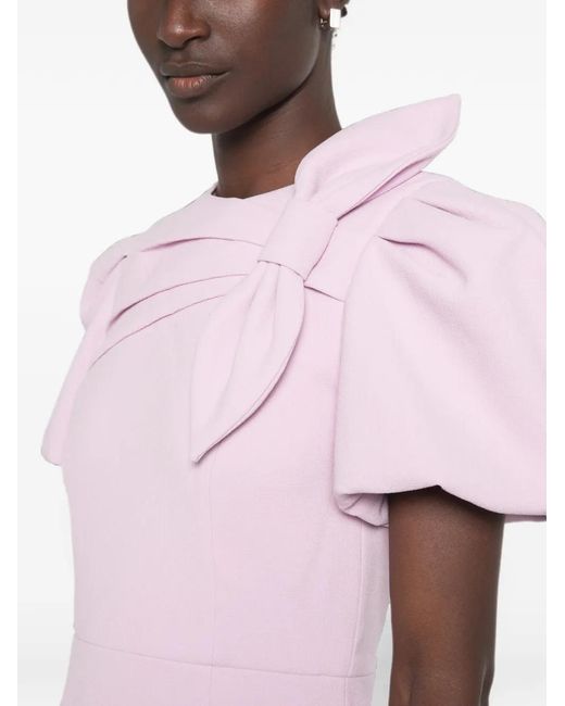 Rebecca Vallance Pink Yolanda Bow-Detail Puff-Sleeve Mini Dress