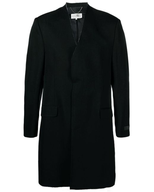 MM6 by Maison Martin Margiela Black Collarless Wool Coat