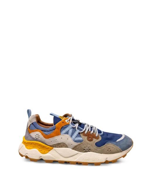 Flower Mountain Blue Yamano 3 Panelled Sneakers for men