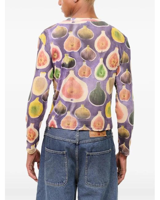 Carne Bollente White The Fig Dig Printed Long-Sleeve T-Shirt