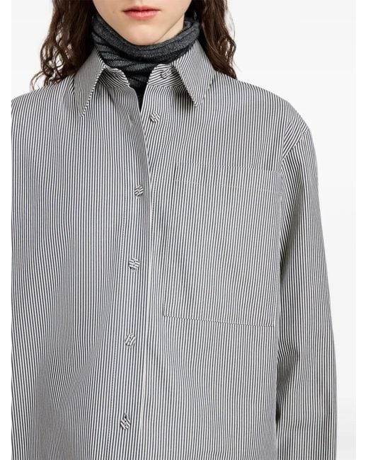 Proenza Schouler Gray Pinstripe Cropped Shirt