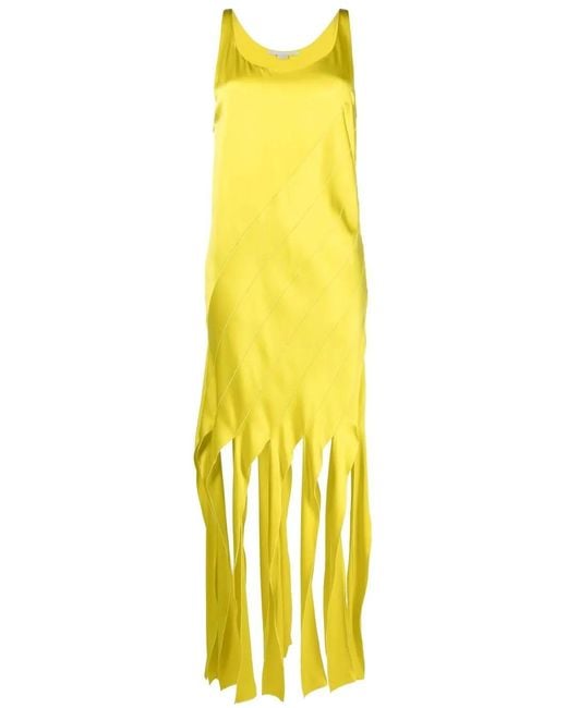 Stella McCartney Yellow Fringe-Hem Sleeveless Dress