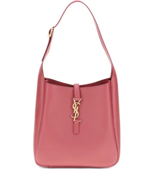 Saint Laurent Pink Leather Ysl Logo Shoulder Bag