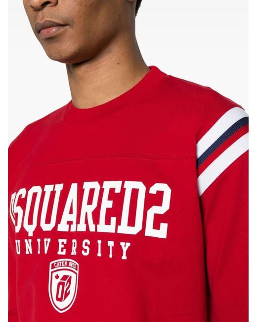 DSquared² Red Varsity Logo-Print T-Shirt for men