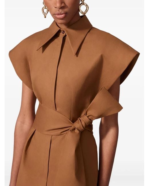 Carolina Herrera キャップスリーブ ドレス Brown