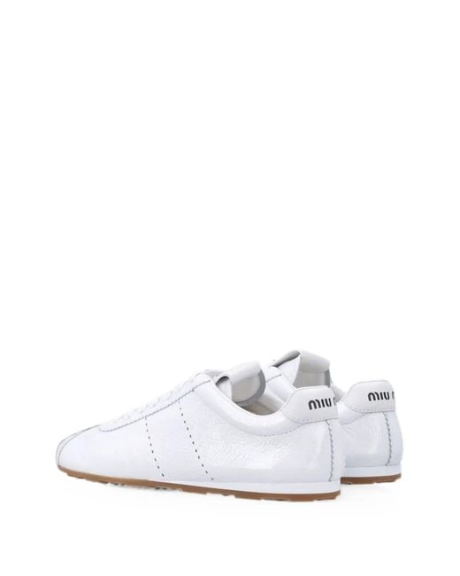 Miu Miu White Plume Suede Sneakers