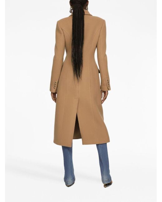 Cappotto lungo doppiopetto in lana e cashmere di Dolce & Gabbana in Natural