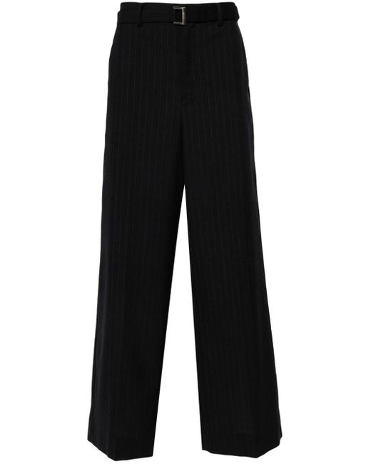 Sacai Black Pinstripe-pattern Trousers for men