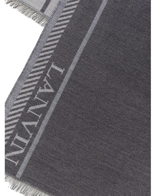 Lanvin Gray Logo Stripe Scarf