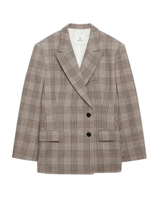 Anine Bing Gray Aretha Blazer Plaid