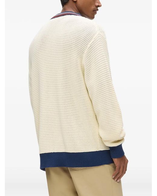 Karl Lagerfeld White Ikon Structure Striped Cardigan for men