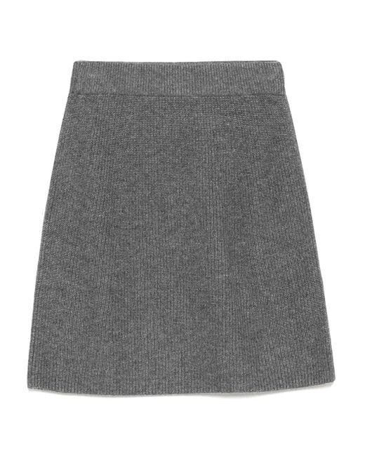 Maison Kitsuné Gray Bold Fox Head Patch Short Ribbed Skirt