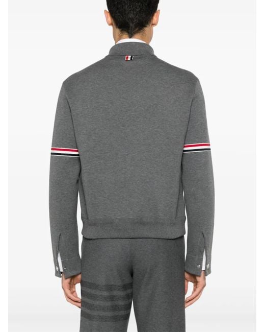 Thom Browne Gray Rwb-Stripe Zip-Up Jacket for men