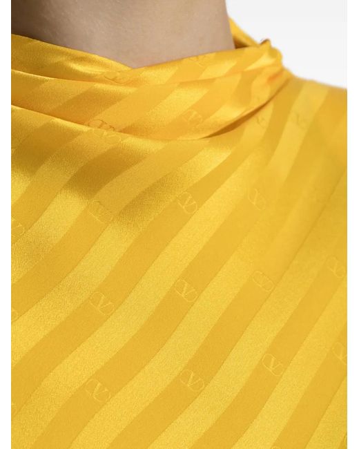 Valentino Garavani Yellow Vlogo Striped Jacquard Top