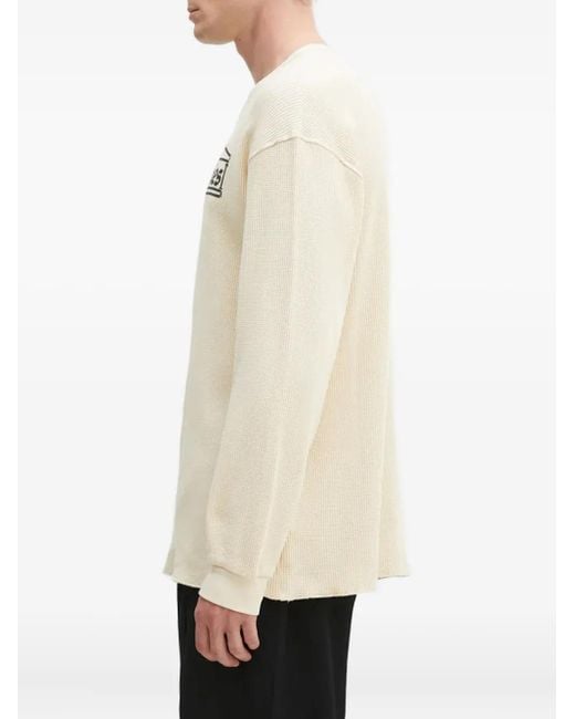 Aries Natural Logo Waffle-Pattern Sweatshirt for men