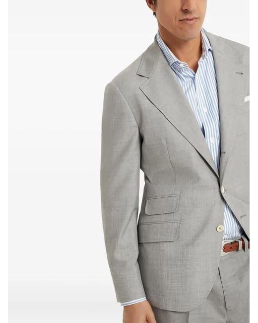 Brunello Cucinelli Gray Single-Breasted Wool Suit for men