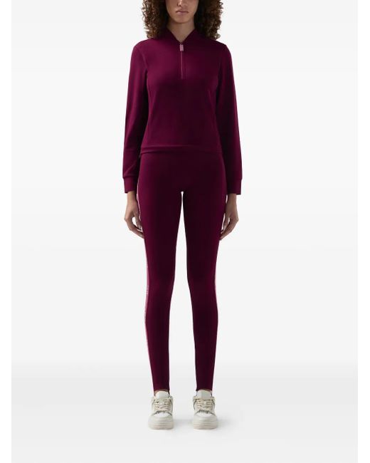 Gcds Purple Logo-Tape Piquet Leggings