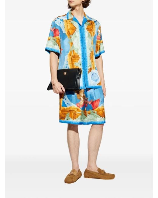 Versace White Gallery Silk Shorts for men