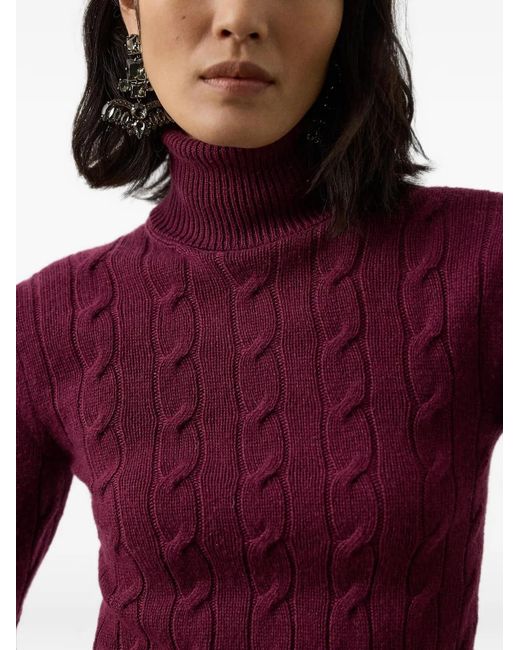 Polo Ralph Lauren Red Cable-Knit Roll-Neck Sweater