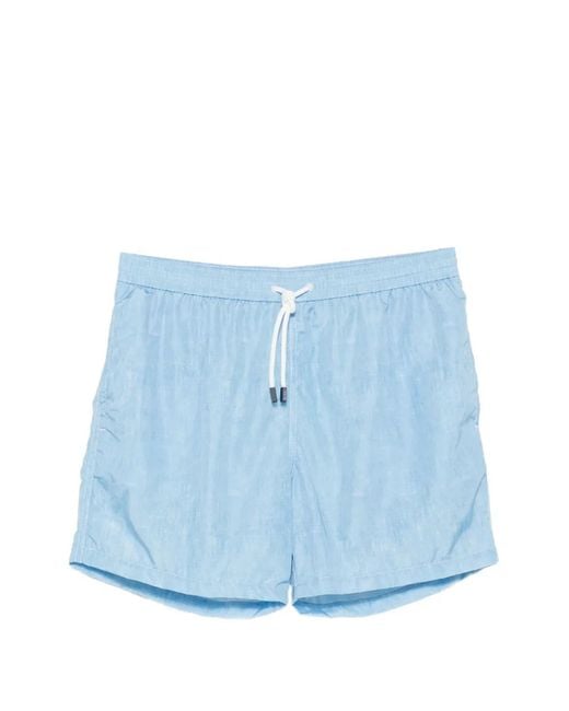 Barba Napoli Blue Drawstring-Waist Swim Shorts for men