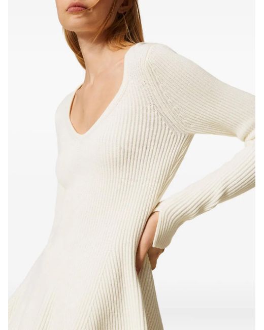 Twinset Geribbelde Sweater in het White