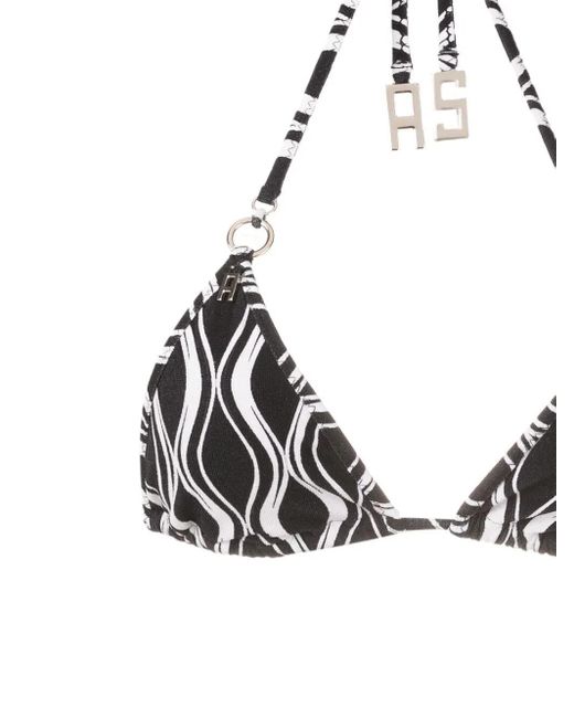 Amir Slama White Wave-Print Triangle Bikini Set