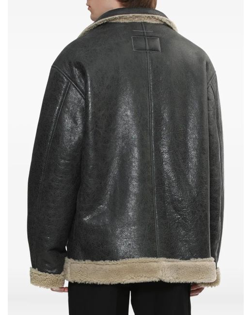 MM6 by Maison Margiela Black Lambskin Shearling-Panel Jacket for men