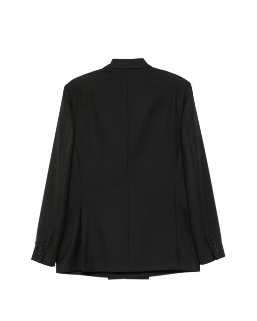MSGM Black Logo-Patch Double-Breasted Blazer for men