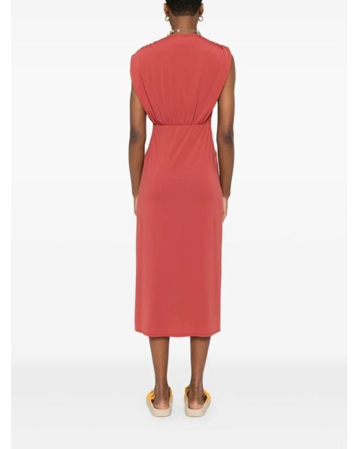 Mc2 Saint Barth Red Knot-Detailing Midi Dress