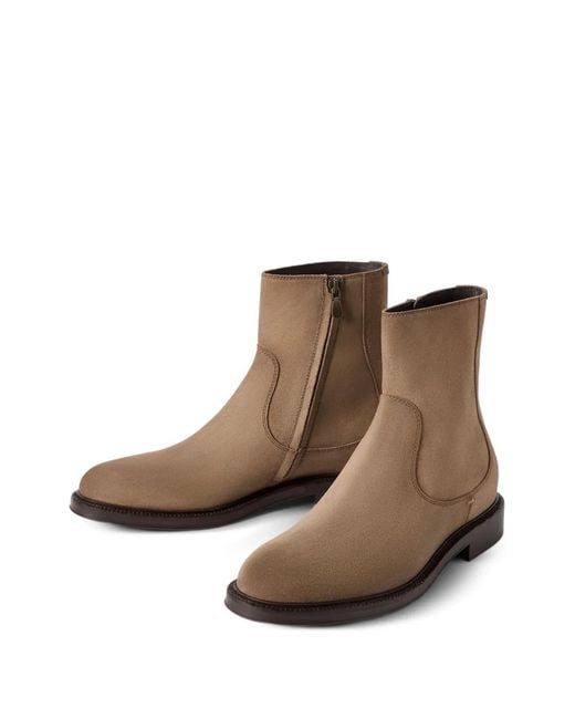 Brunello Cucinelli Brown Round-Toe Boots for men