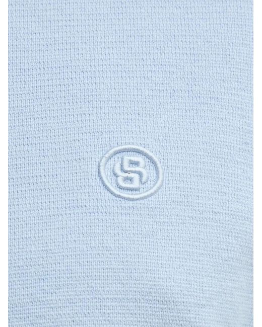 Boss Blue Embroidered Crew-Neck Sweater for men