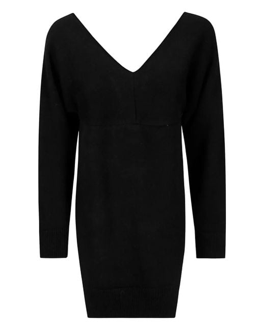 Robe Mi-Longue À Col V Stefano Mortari en coloris Black