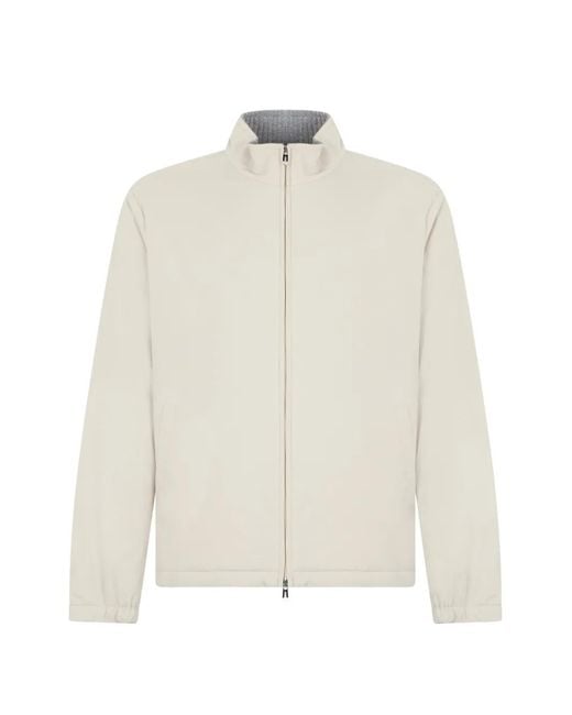 Fedeli White Zip-Up High-Neck Jacket for men