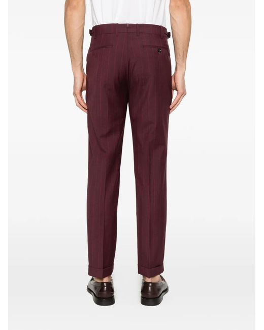Berwich Red Pinstriped Trousers for men