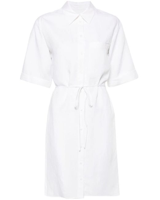 Calvin Klein White Short-sleeve Belted Shirtdress