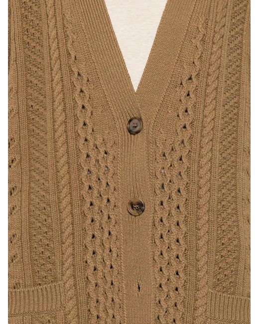 Chloé Natural Cable-Knit Pointelle Cardigan