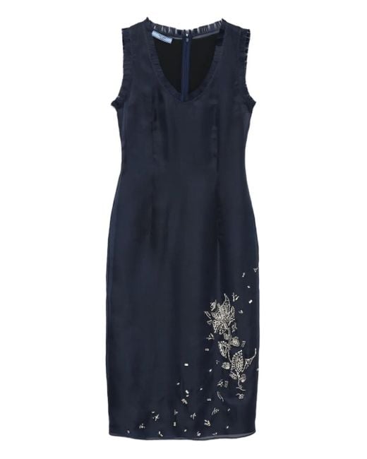 Prada Zijden Midi-Jurk in het Blue
