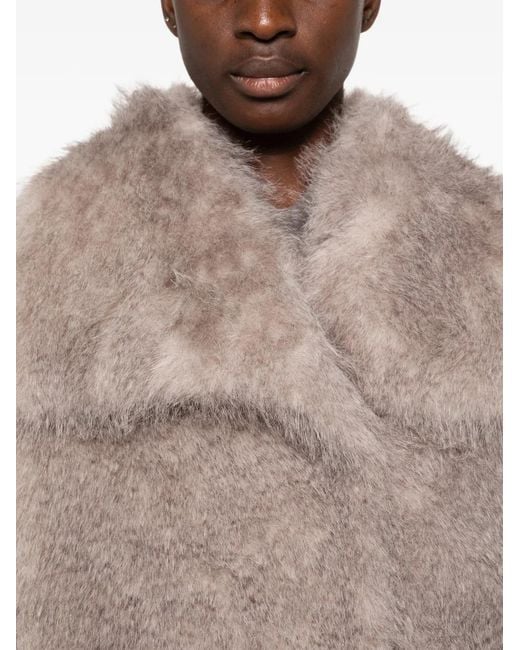 ELEH Natural Fuzzy-Texture Oversized-Collar Jacket