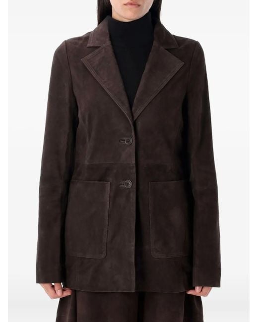 Rohe Black Suede Single-Breasted Blazer