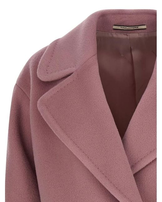 Tagliatore Purple Astrid Double-Breasted Flap Coat