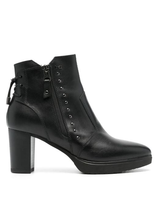 Nero Giardini Black Stud-Embellished Ankle Boots