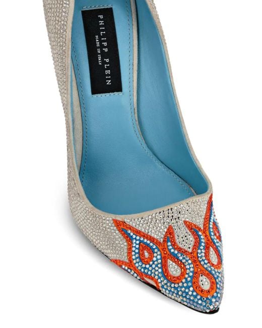 Philipp Plein ラインストーン スエードパンプス Blue