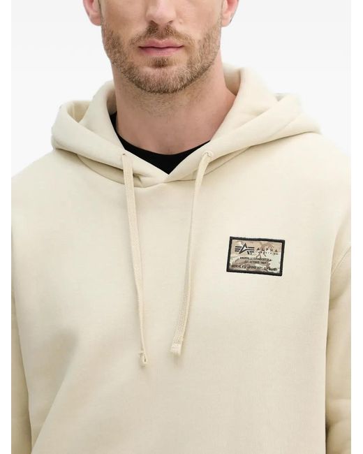 Alpha Industries Natural Logo-Patch Hoodie for men