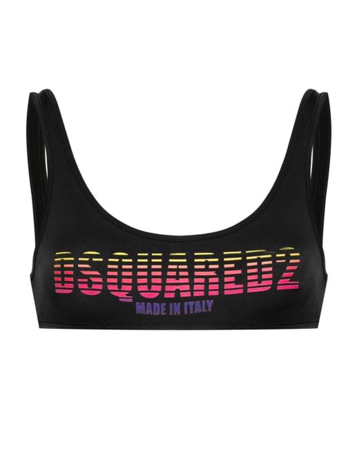 Top bikini con stampa di DSquared² in Black