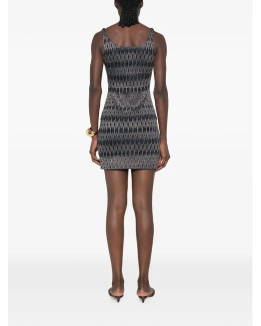 Missoni Blue Geometric-Pattern Scoop-Neck Mini Dress