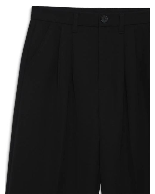Anine Bing Black Carrie Wide-Leg Wool Trousers