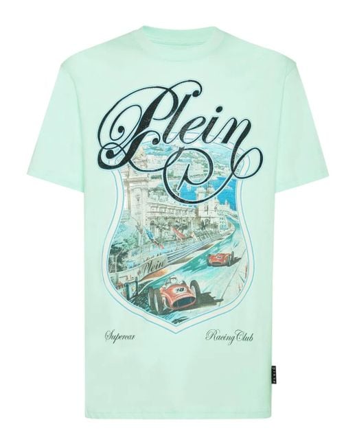 Philipp Plein Blue Racing Car T-Shirt for men