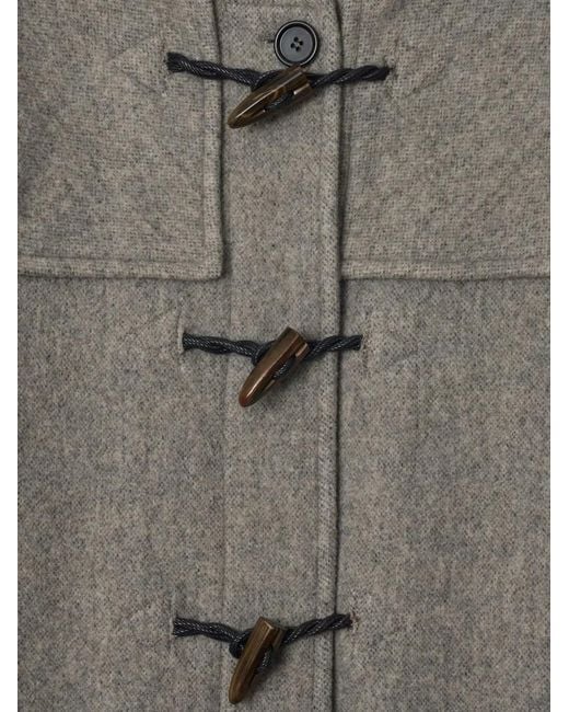Burberry Gray Toggle-Closure Hooded Duffle Coat